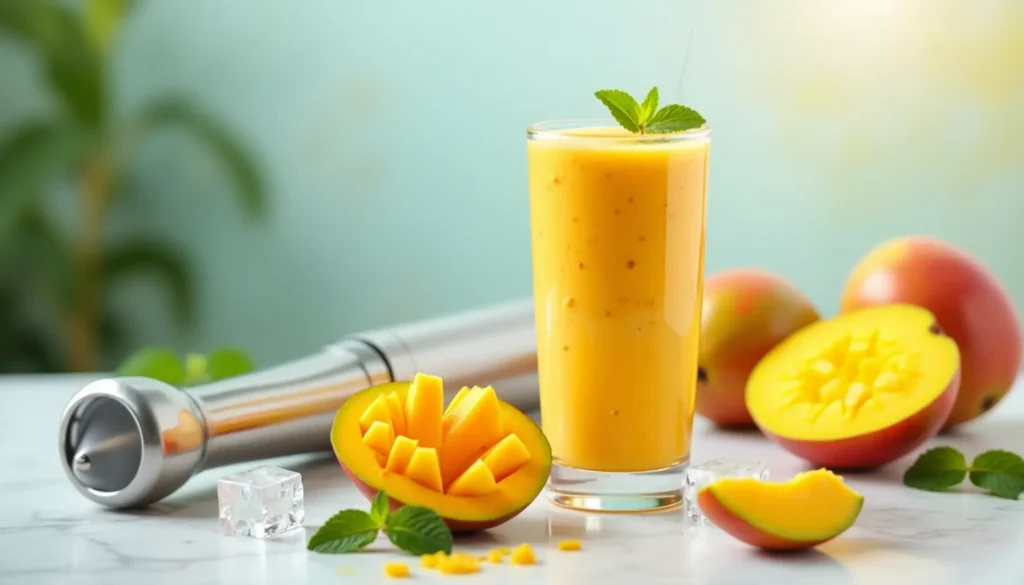 Your immersion blender makes perfect mango smoothies in minutes. This mango smoothie recipe turns fresh or frozen mango chunks into a creamy, refreshing drink without needing a full-sized blender. You can create this tropical treat quickly with simple ingredients and your trusty immersion blender.