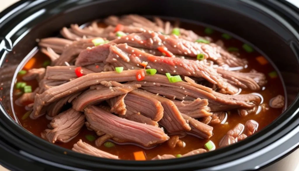 Tender Crock Pot Shredded Beef Served in a Bowl