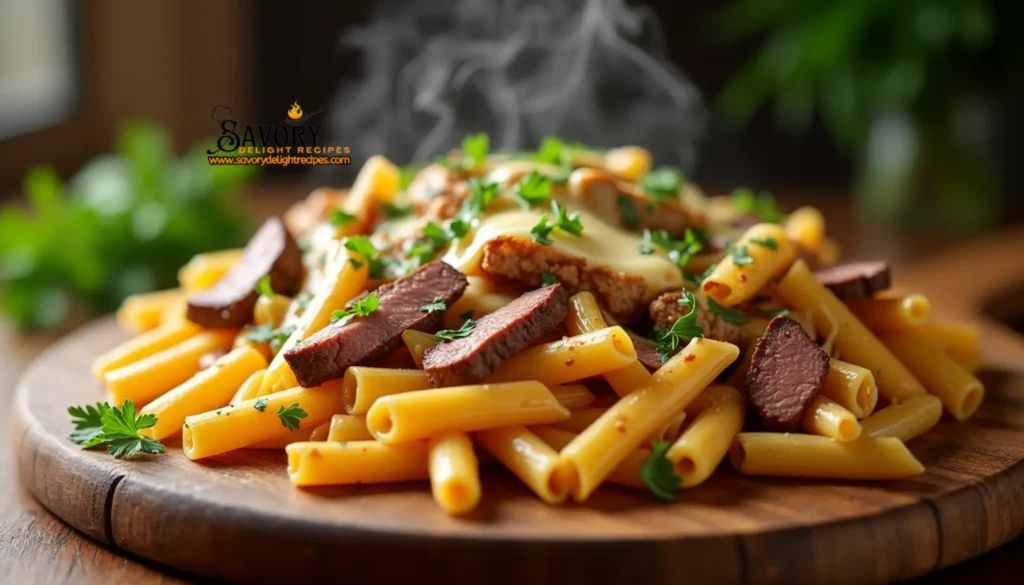 Philly Cheesesteak Pasta is a delightful fusion dish that brings together the beloved flavors of a classic Philly cheesesteak sandwich and the comfort of a hearty pasta meal.