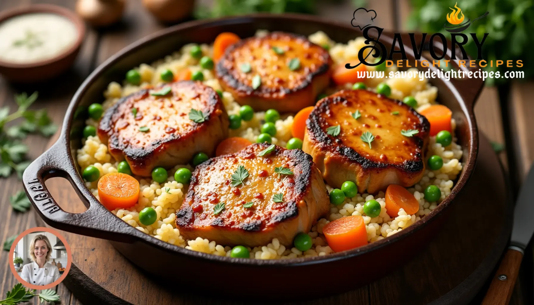 Delicious pork chop and rice casserole baked to perfection with savory flavors.